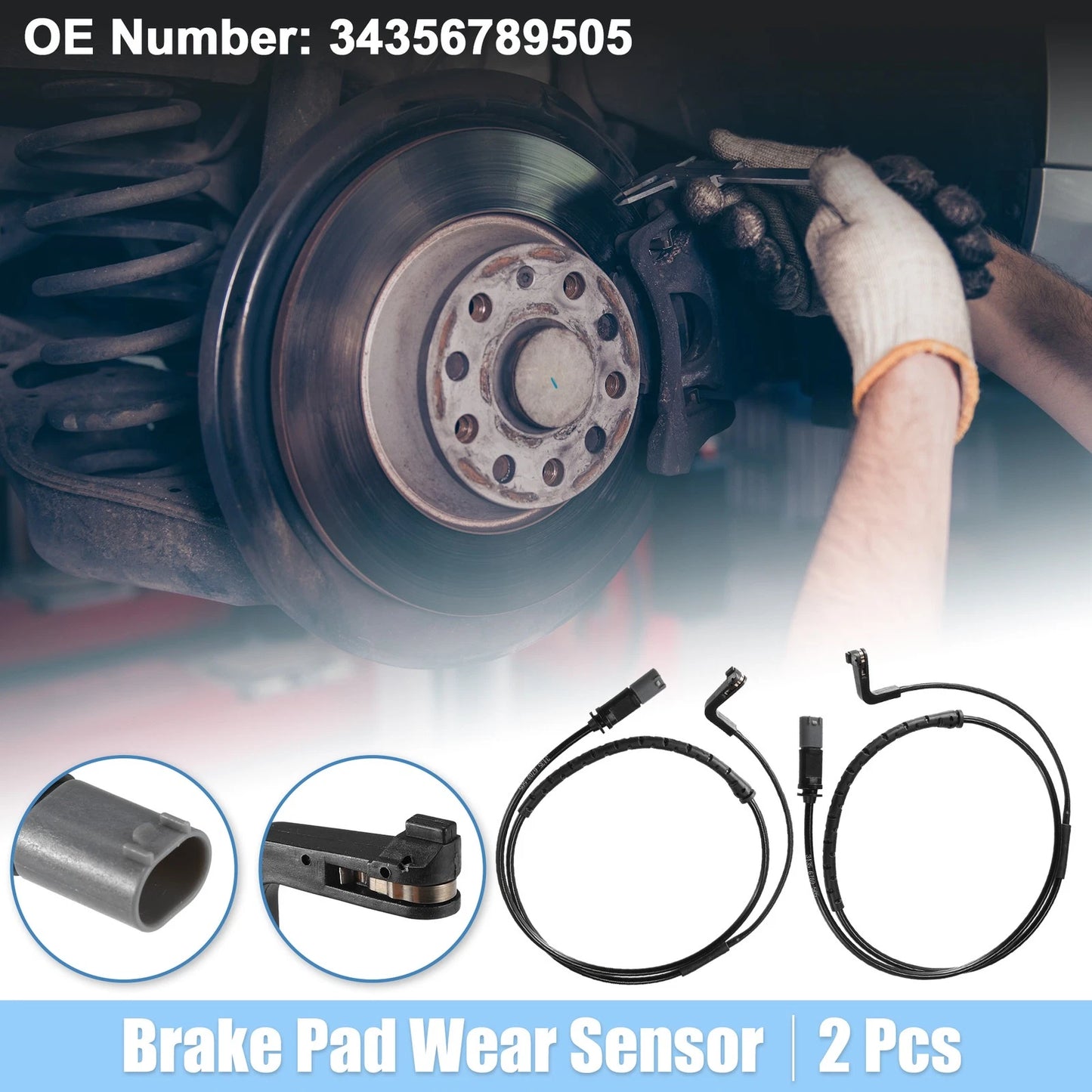Rear Brake Pad Sensor for BMW X5 - Plastic Rubber Black Gray (2000-2006) 2 x