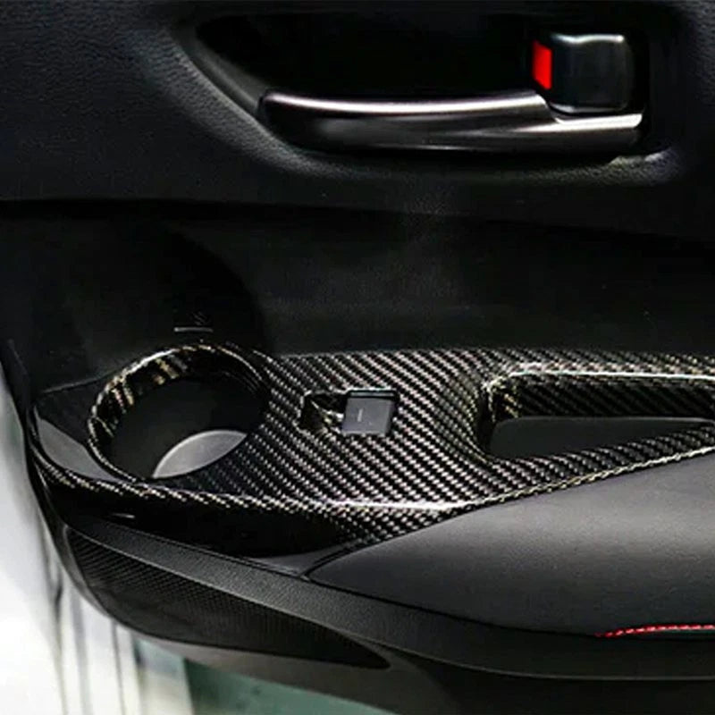 Real Carbon Fiber Window Lift Switch Panel Trim for Toyota GR Corolla 2023-2024