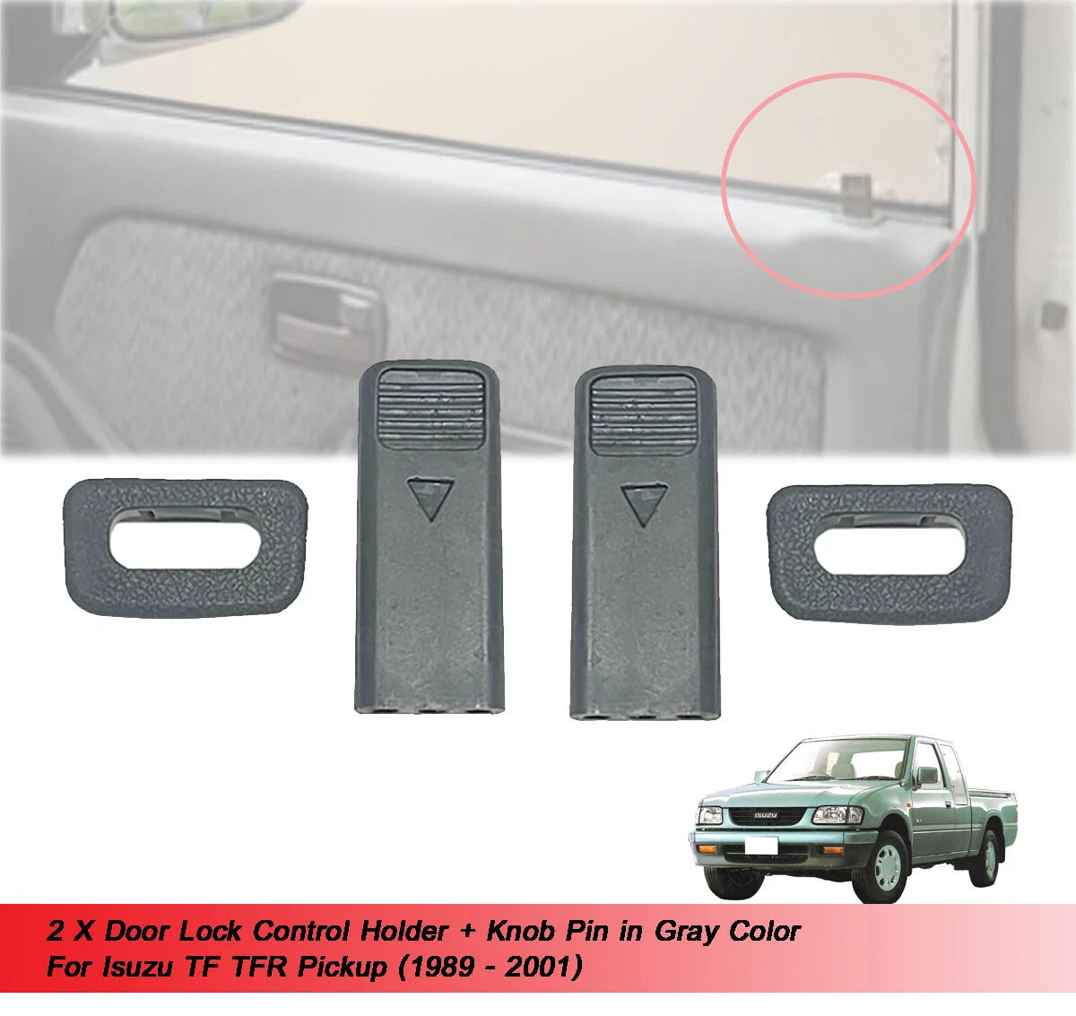 Door Lock Knobs 2 x for Holden Rodeo (1989-2001)