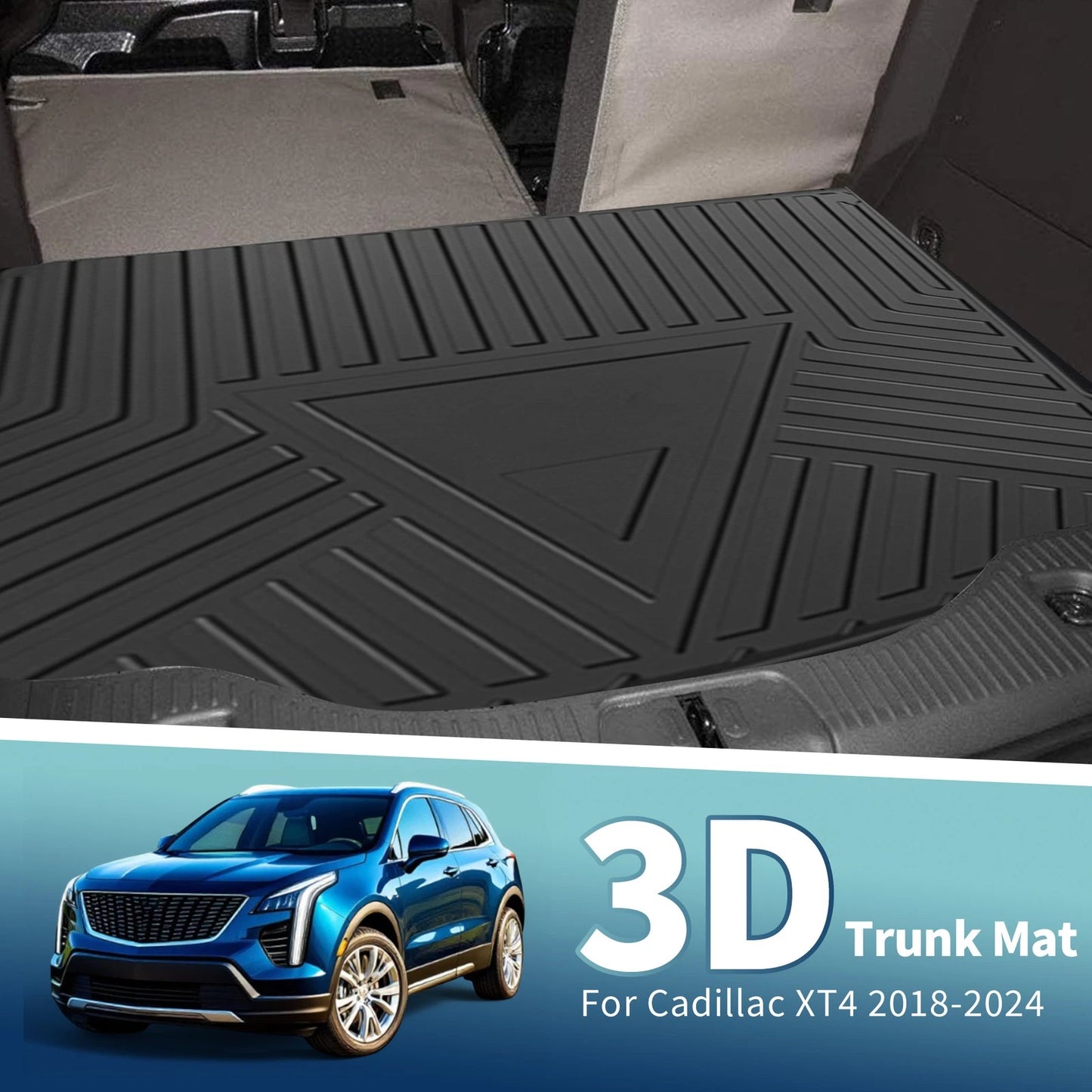 Flat Face Cargo Liner Rear Trunk Mat for Jeep Wrangler (2021-2024) 1 Pc