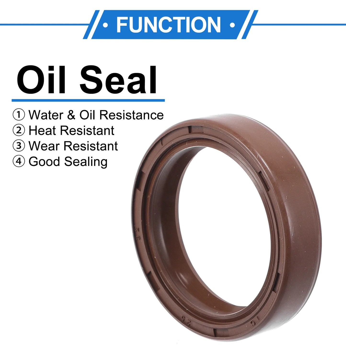 Oil Seal Seal Ring Rotary Shaft Seal FKM Rubber 25x32x7mm Brown 2 Pcs