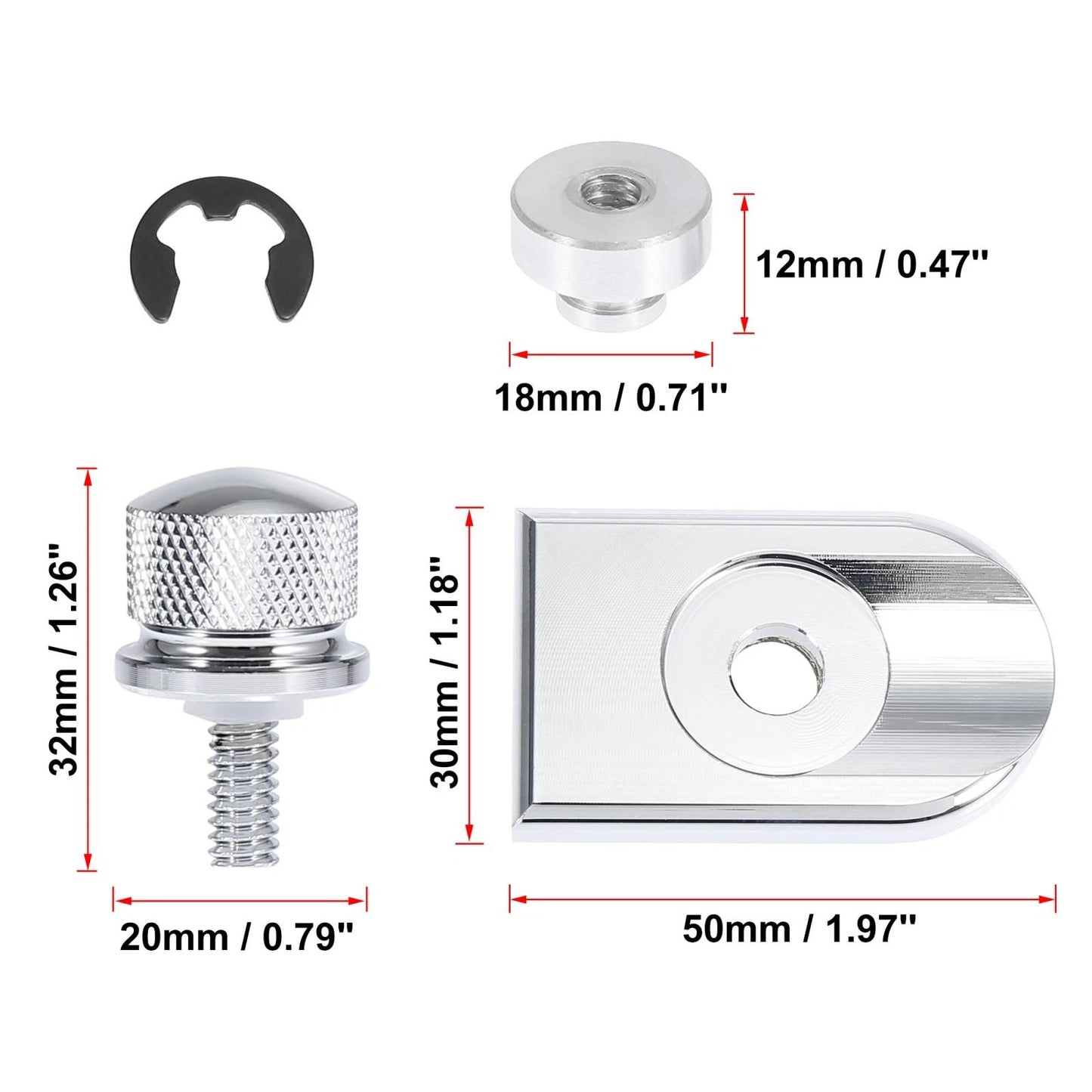 Seat Bolt Tab Screw Mount Knob Nut Cover for Harley Davidson