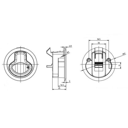 2" Flush Pull Slam Latch for Boat Deck Hatch Door (No Lock Core)