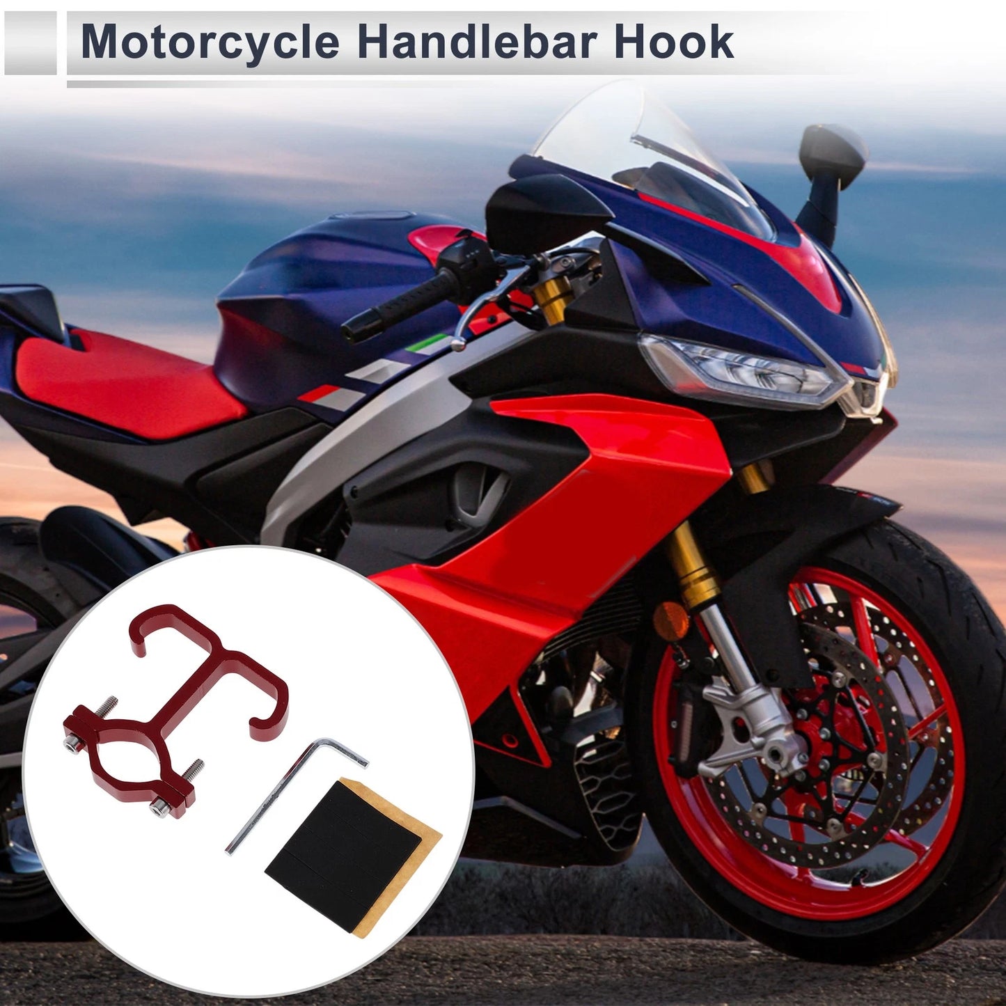 Aluminum Alloy Motorcycle Hanging Hook 1 Set Hexagon Wrench Gasket Red