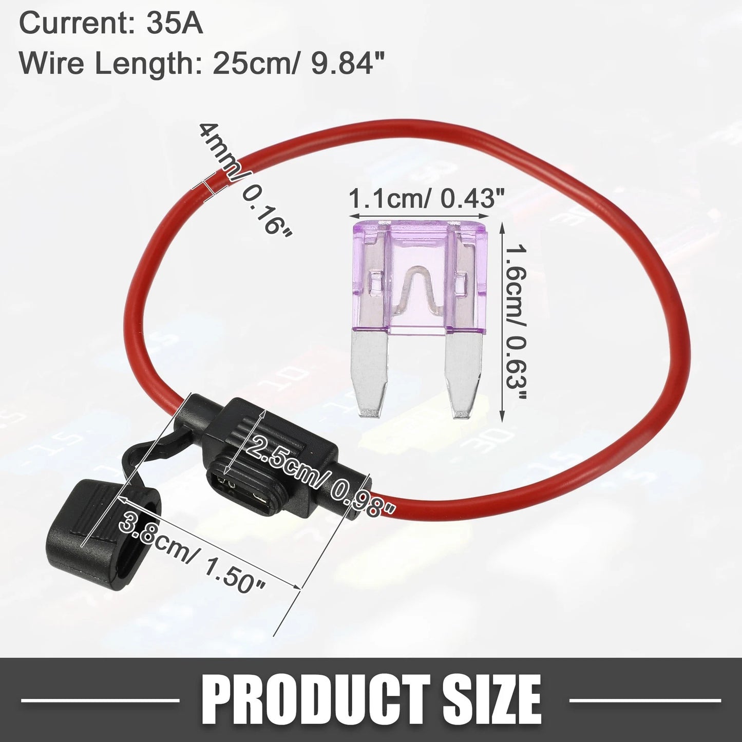 35A Mini Blade Style Fuse Set with 12 AWG Holder for Car
