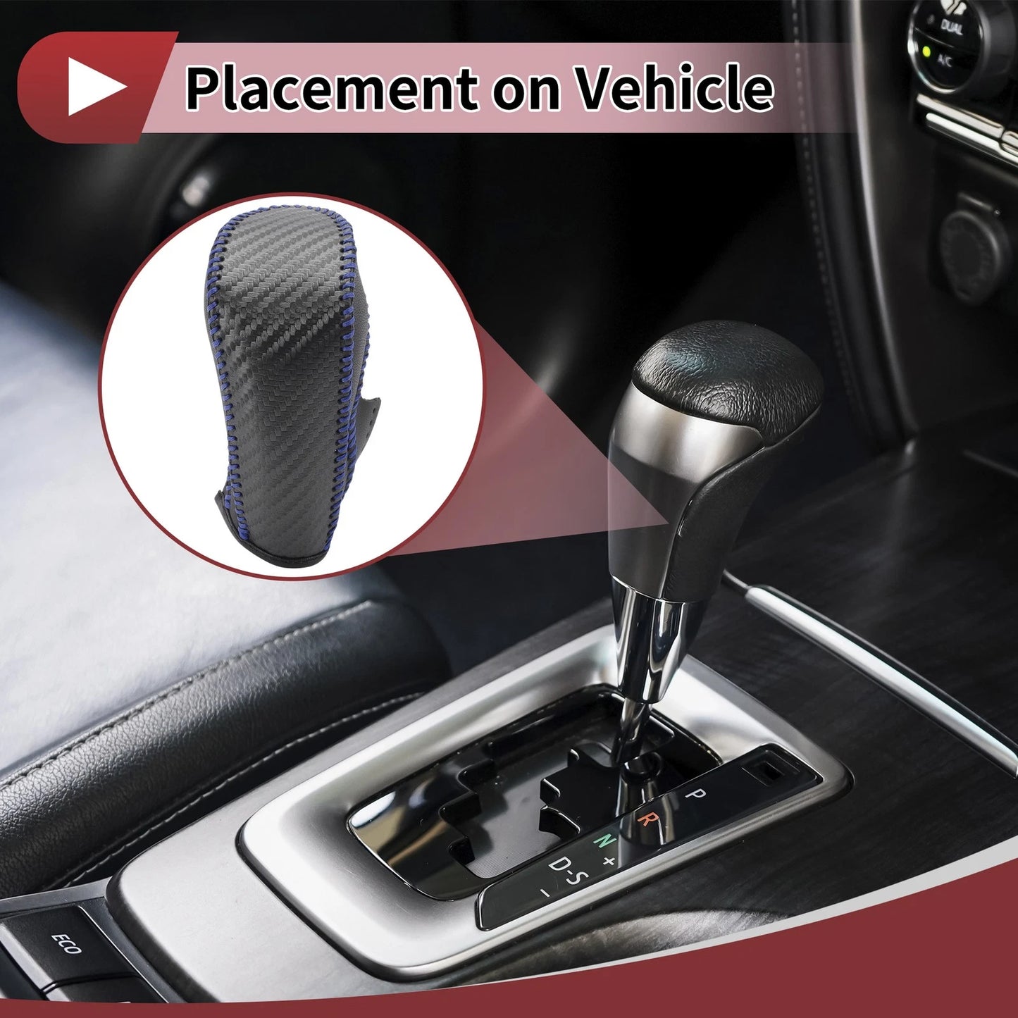Car Gear Shift Knob Cover for Ford Fiesta (2009-2012) - Blue Faux Leather