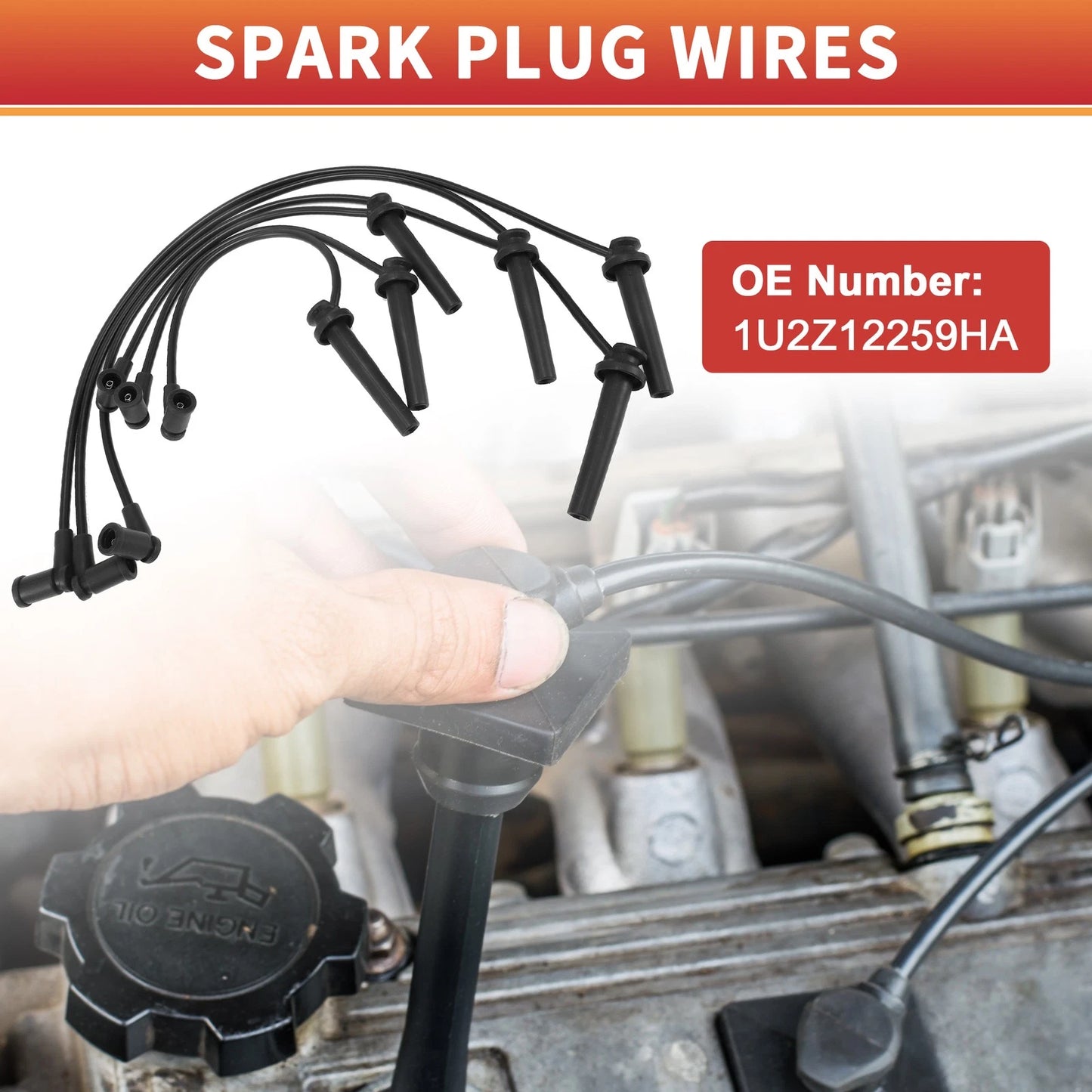 6 Pcs Spark Plug Wire Ignition Coil Cables for Ford Taurus V6 (2000-2007)