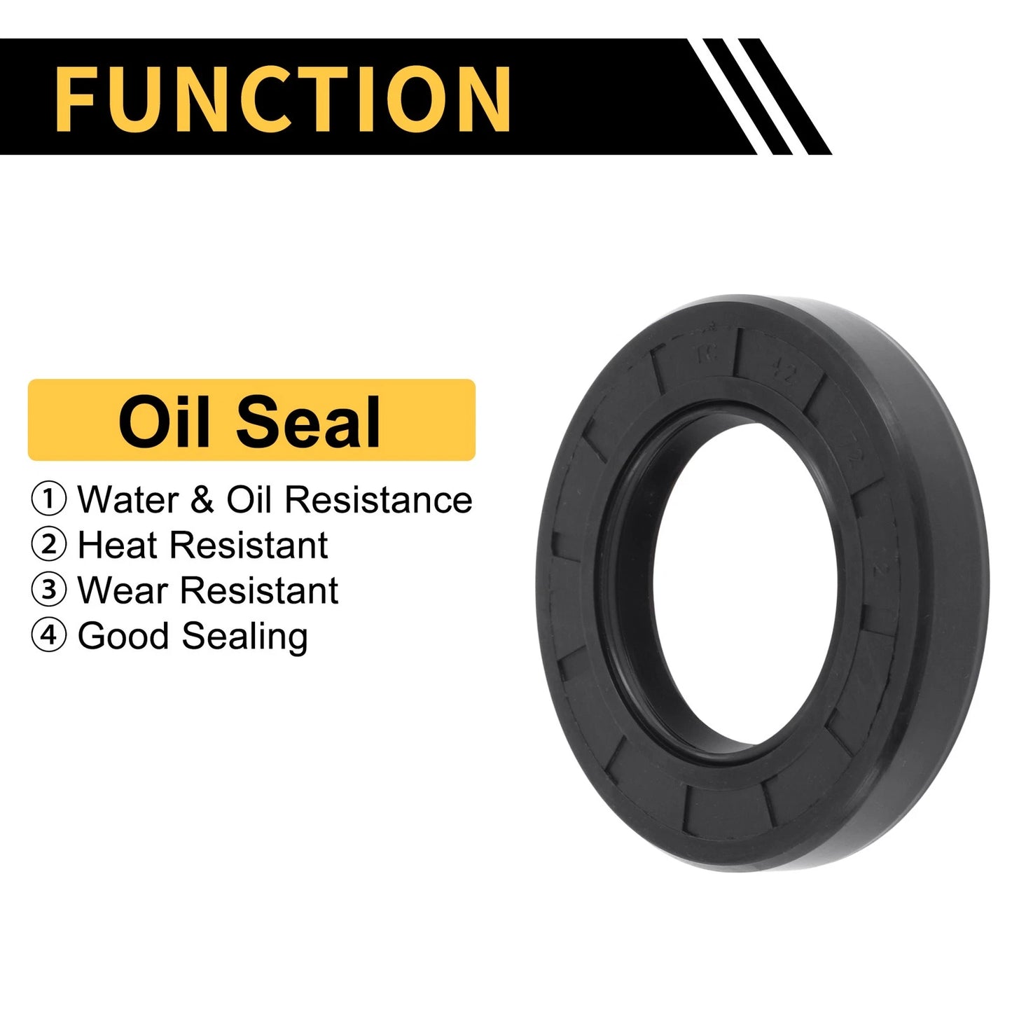 Oil Seal 42x72x12mm Seal Ring NBR Rubber Black 5 Pcs