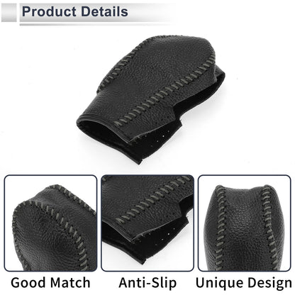 Pebbled Gear Shift Knob Cover Black/Grey Faux Leather for Ford Fusion (2013-2016)