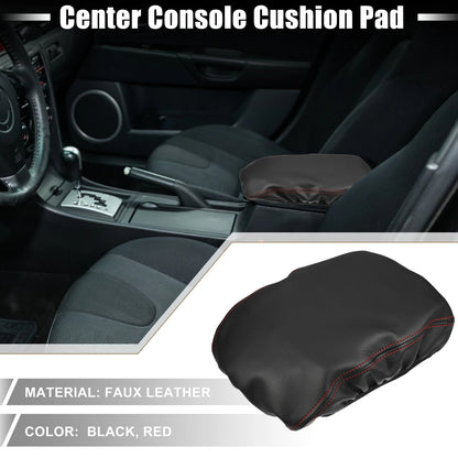 Center Console Armrest Cover for Mazda 3 (2019-2023) Black Red Stitches