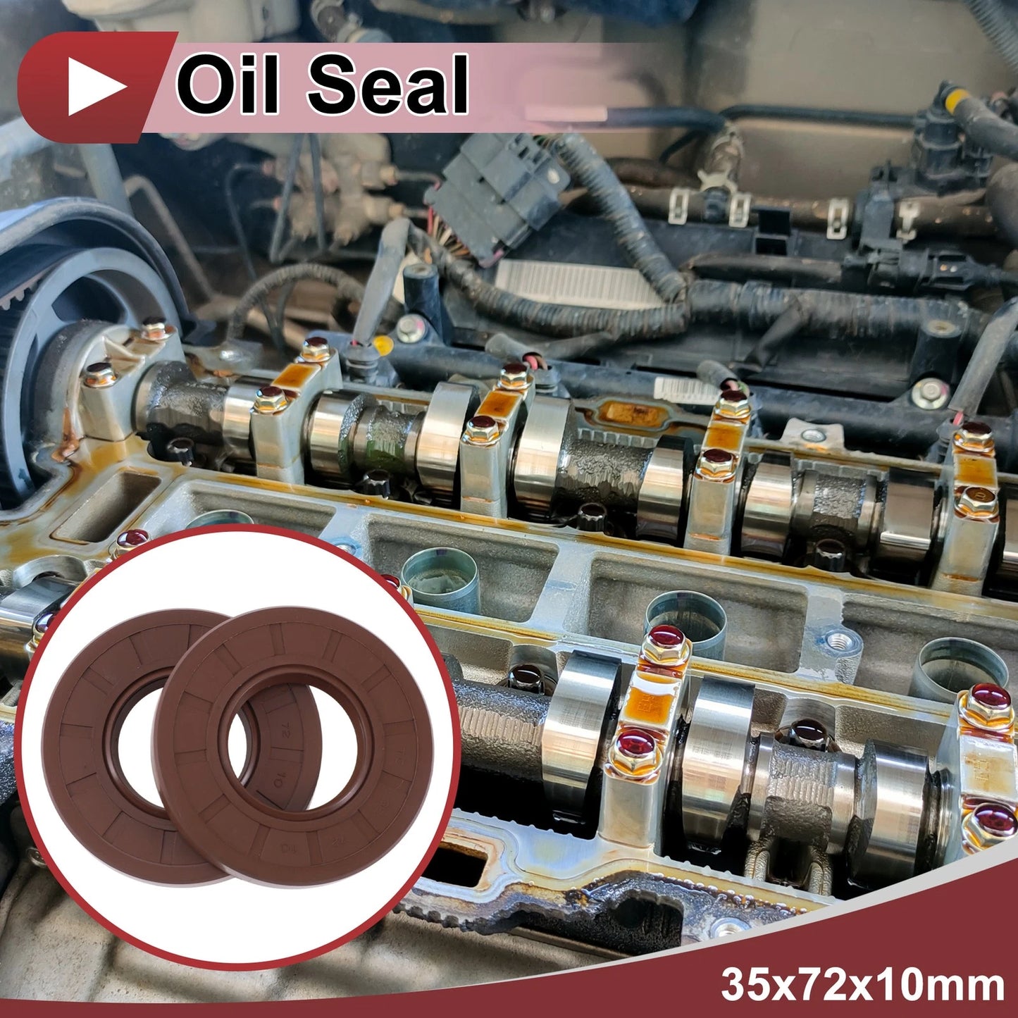Oil Seal 35x72x10mm Brown 2 x