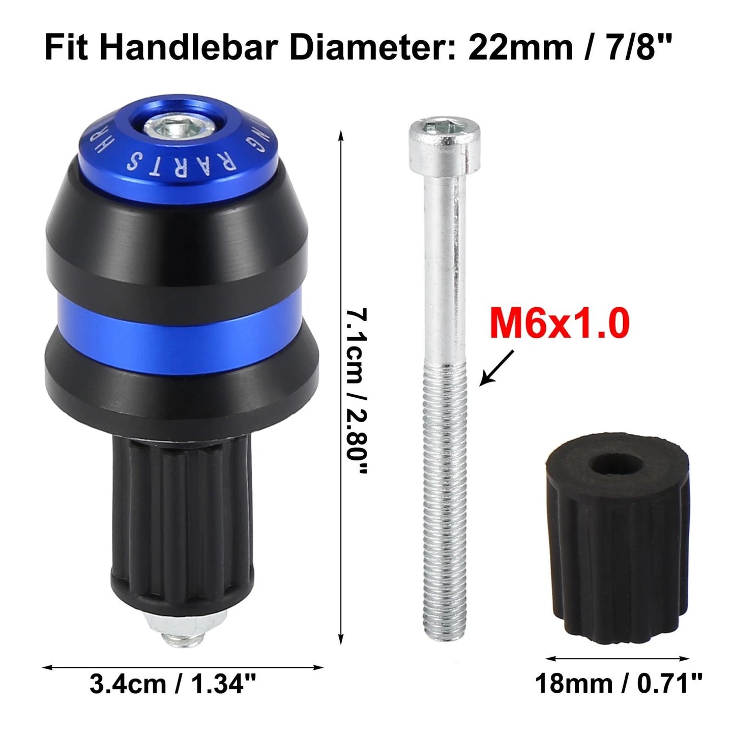 1 Pair Handlebar End Plugs 7/8" 22mm for Motorcycles Dirt Bikes Scooters
