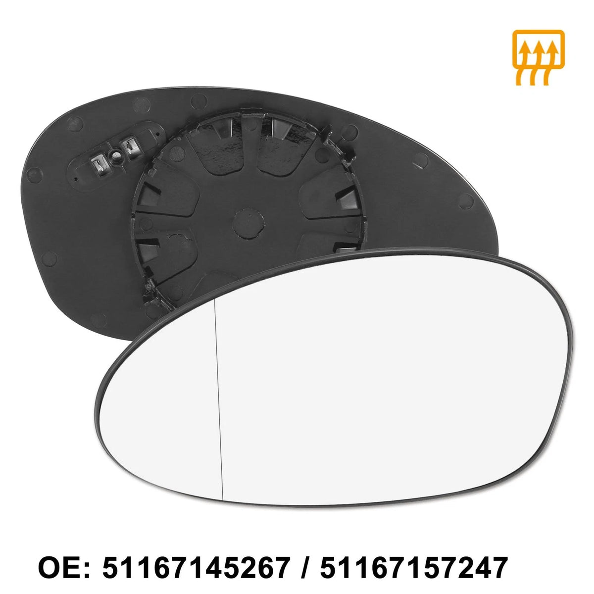 Heated Mirror Glass Left Side Replacement for BMW 335i 135i 128i (2007-2013)