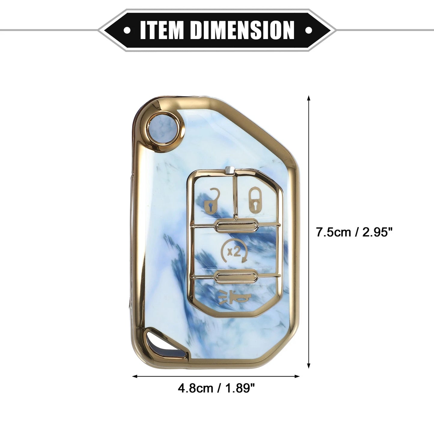 4 Button Remote Key Fob Cover for Jeep Wrangler JL JLU (2018-2023) - TPU Blue