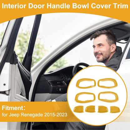 Interior Door Handle Bowl Cover Trim for Jeep Renegade (2015-2023) 4 x Yellow ABS