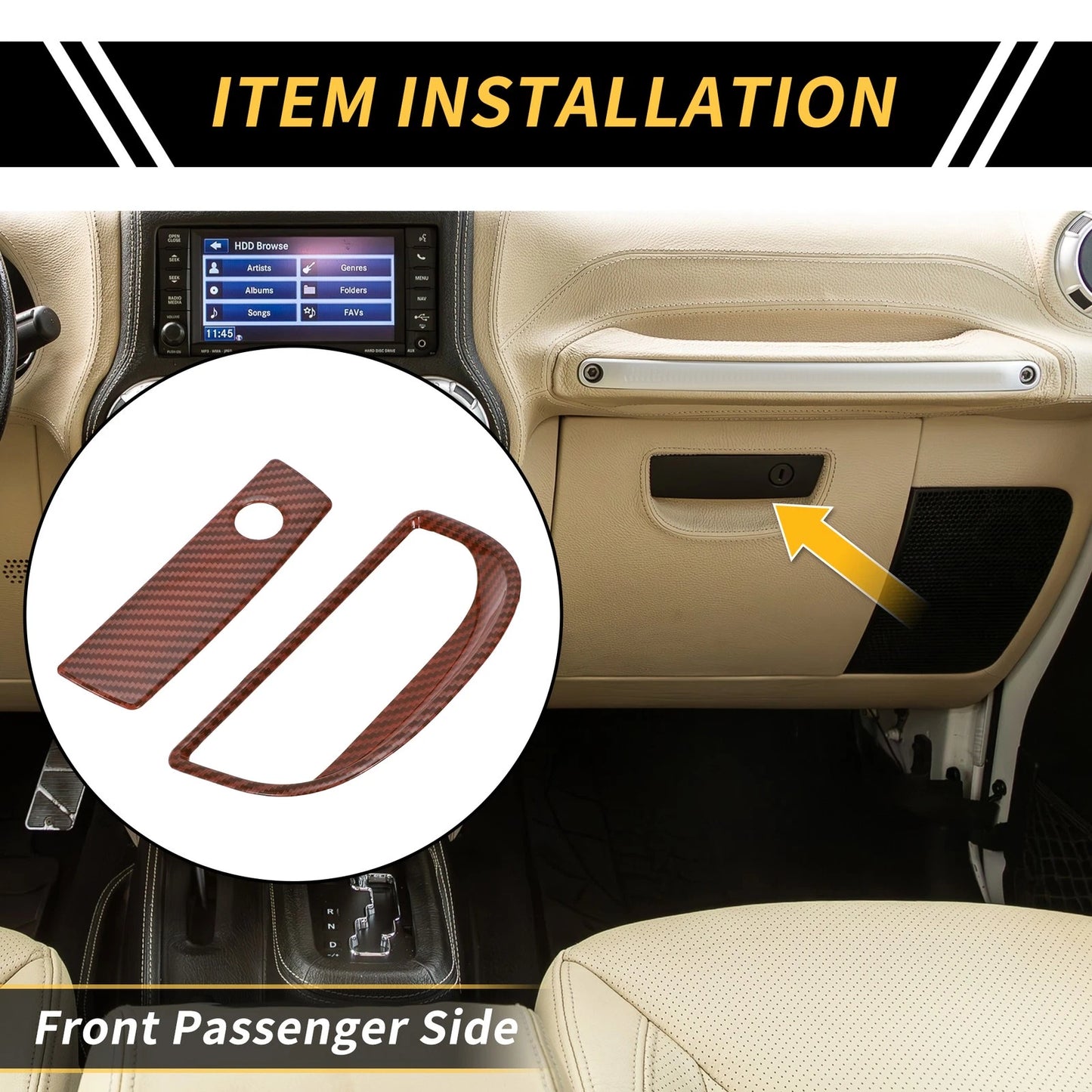 Glove Box Handle Switch Cover Trim for Jeep Wrangler JK (2007-2017) Red