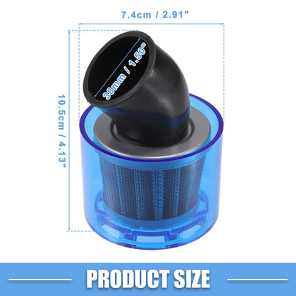 Air Filter Cleaner Bent 38mm/1.50 for 110-125cc Most Motorcycles ATV Blue