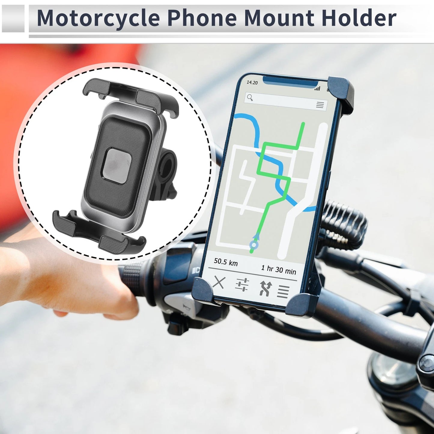 Motorcycle Phone Mount Holder / 4.7-7.2" / Motorcycle