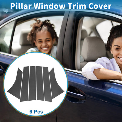 6pcs Door Pillar Window Trim for Ford Focus (2012-2019) Carbon Fiber Black