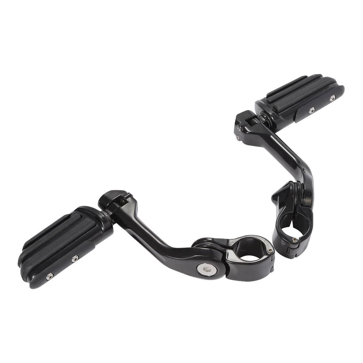 1 x Black 1-1/4" Long Angled Adjustable Highway Foot Pegs for Harley Dyna
