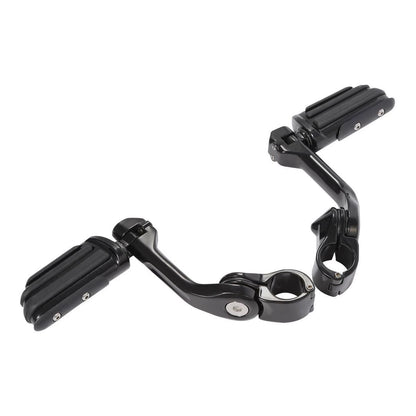 1 x Black 1-1/4" Long Angled Adjustable Highway Foot Pegs for Harley Dyna