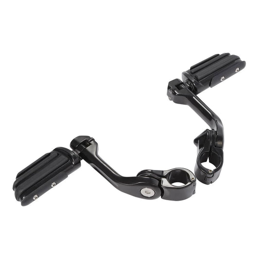1 x Black 1-1/4" Long Angled Adjustable Highway Foot Pegs for Harley Dyna