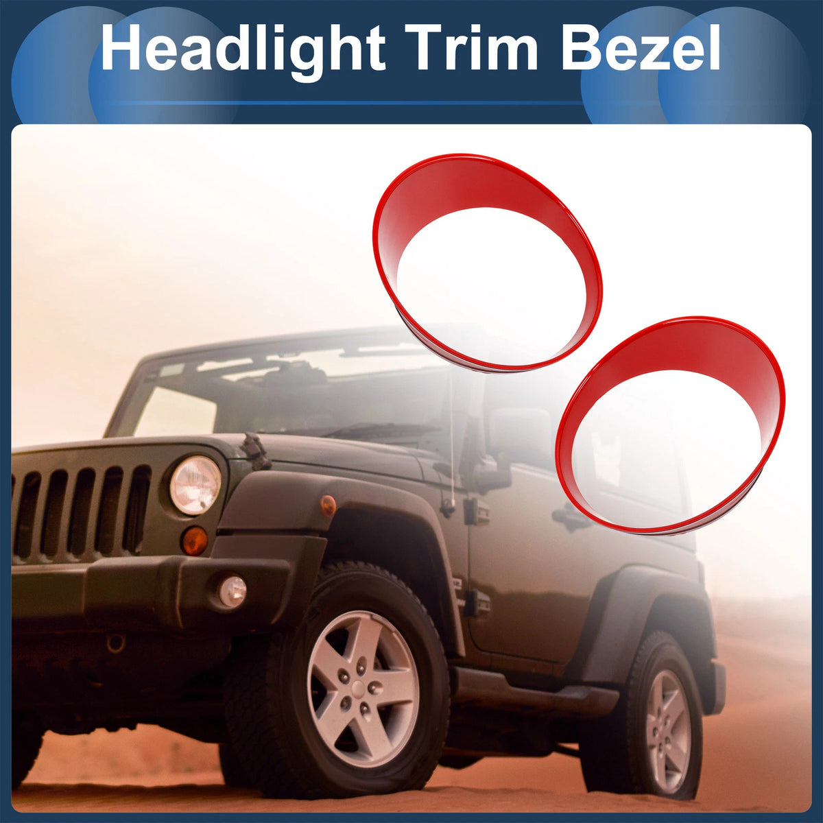 2 x Car Front Left & Right Headlight Trim Bezels for Jeep Wrangler (2028)