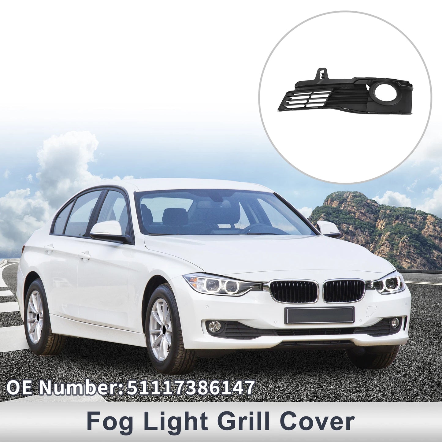 Front Left Fog Light Grill for BMW 3 Series (2015-2019)