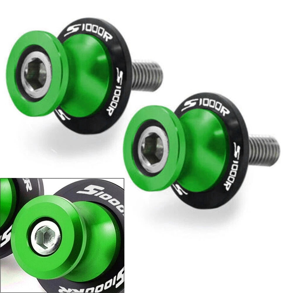 Green Swingarm Spools for BMW S1000R S1000RR (2014-2018) - 2 x M8 Stand Screws