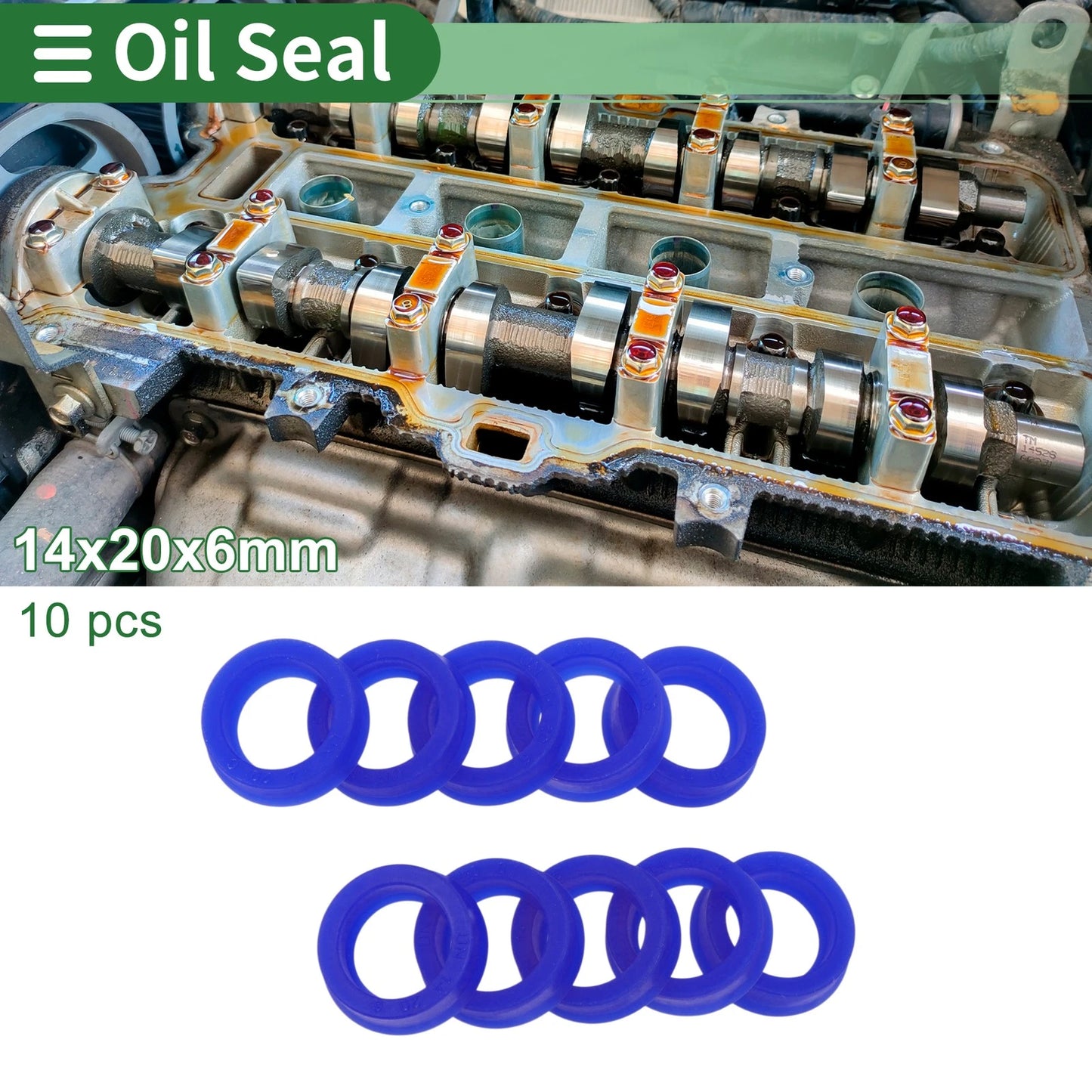 Oil Seal 14x20x6mm TPU Rotary Shaft Seal High Pressure Blue 10 pcs