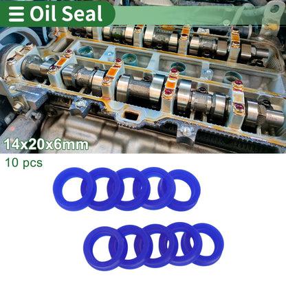Oil Seal 14x20x6mm TPU Rotary Shaft Seal High Pressure Blue 10 pcs