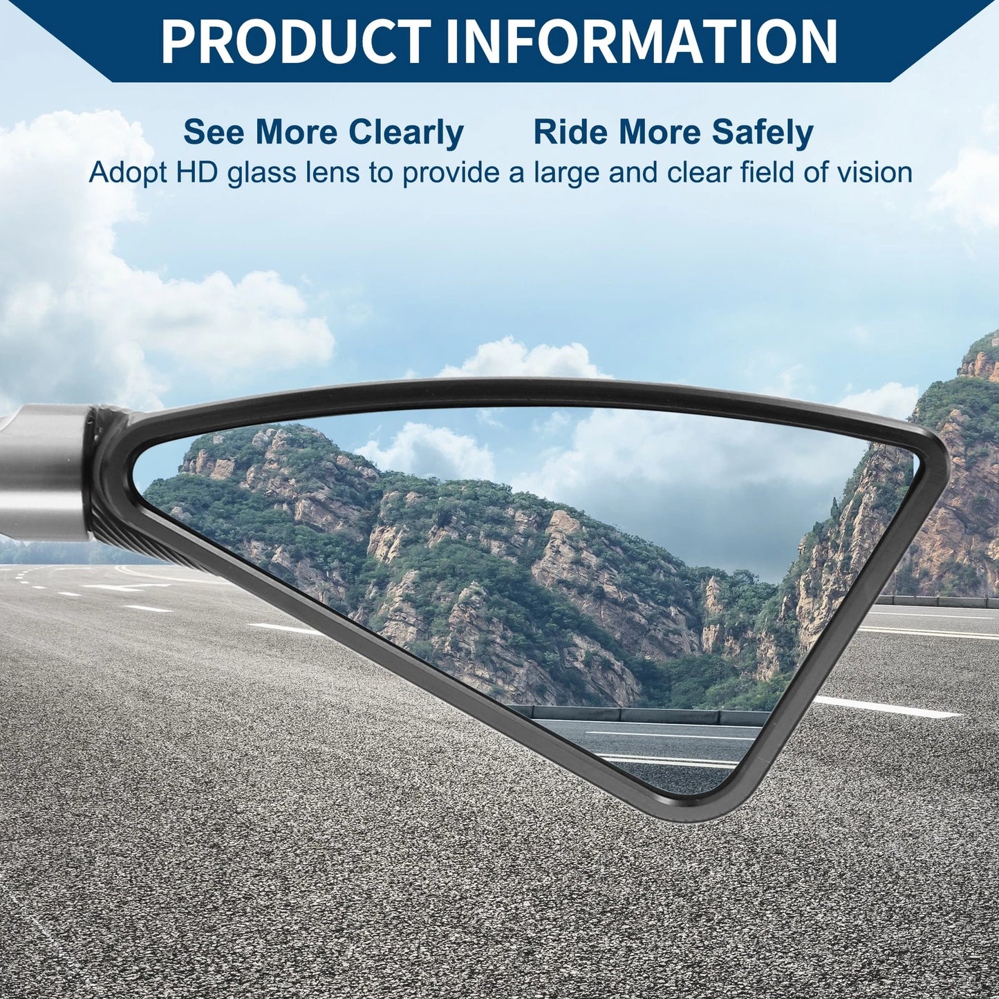 M8/M10 Rear View Mirrors Triangle Shape Black Silver Tone for Motorcycle