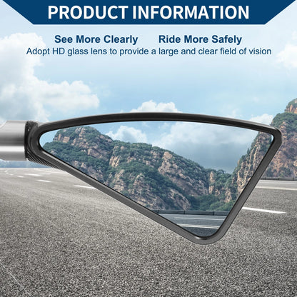M8/M10 Rear View Mirrors Triangle Shape Black Silver Tone for Motorcycle