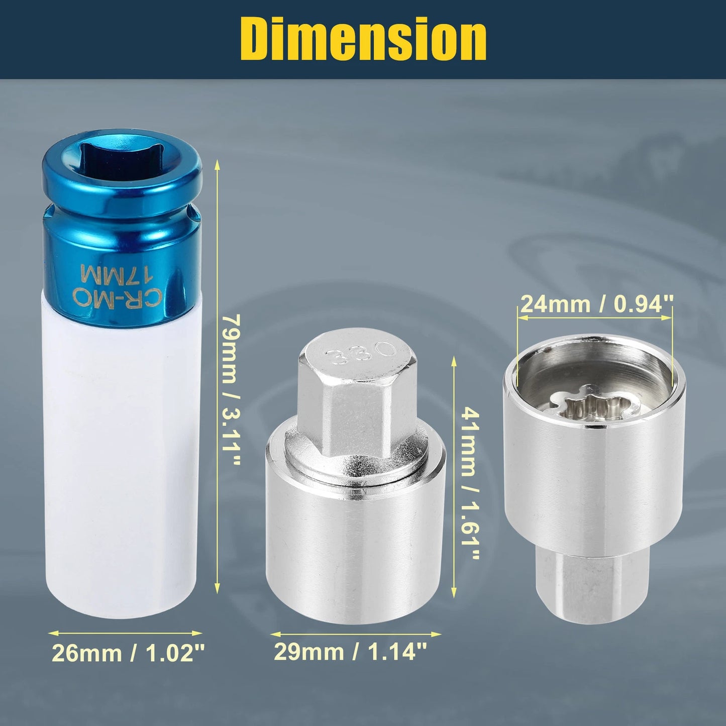 330 Wheel Lock Lug Nut Set with Protector Socket for Mercedes Benz