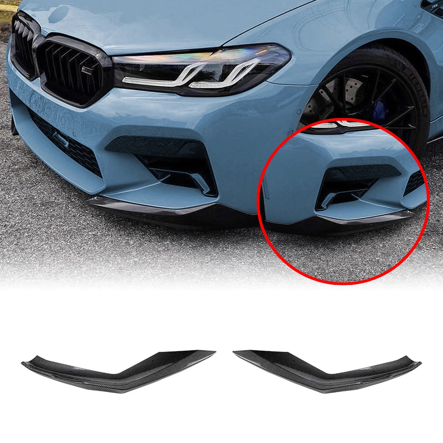 2 x Front Side Spoiler Lip Covers for BMW 5 Series M5 F90 LCI (2021-2024)