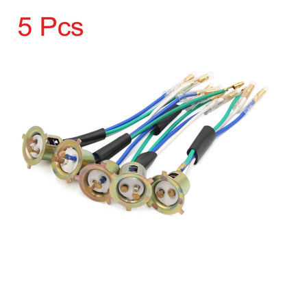 5 x Metal 3-Wire Harness Headlight Bulb Sockets Connector for Motorcycle