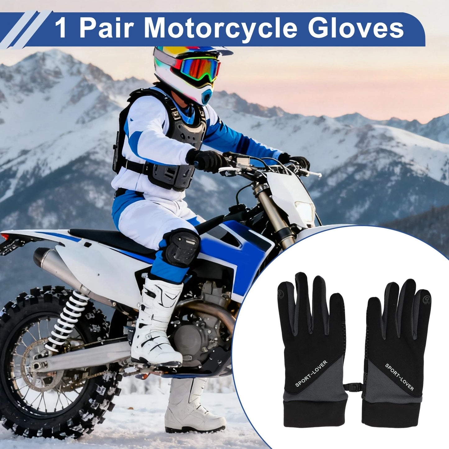 Full Finger Outdoor Fleece Cycling Gloves for Mountain Biking Polyester