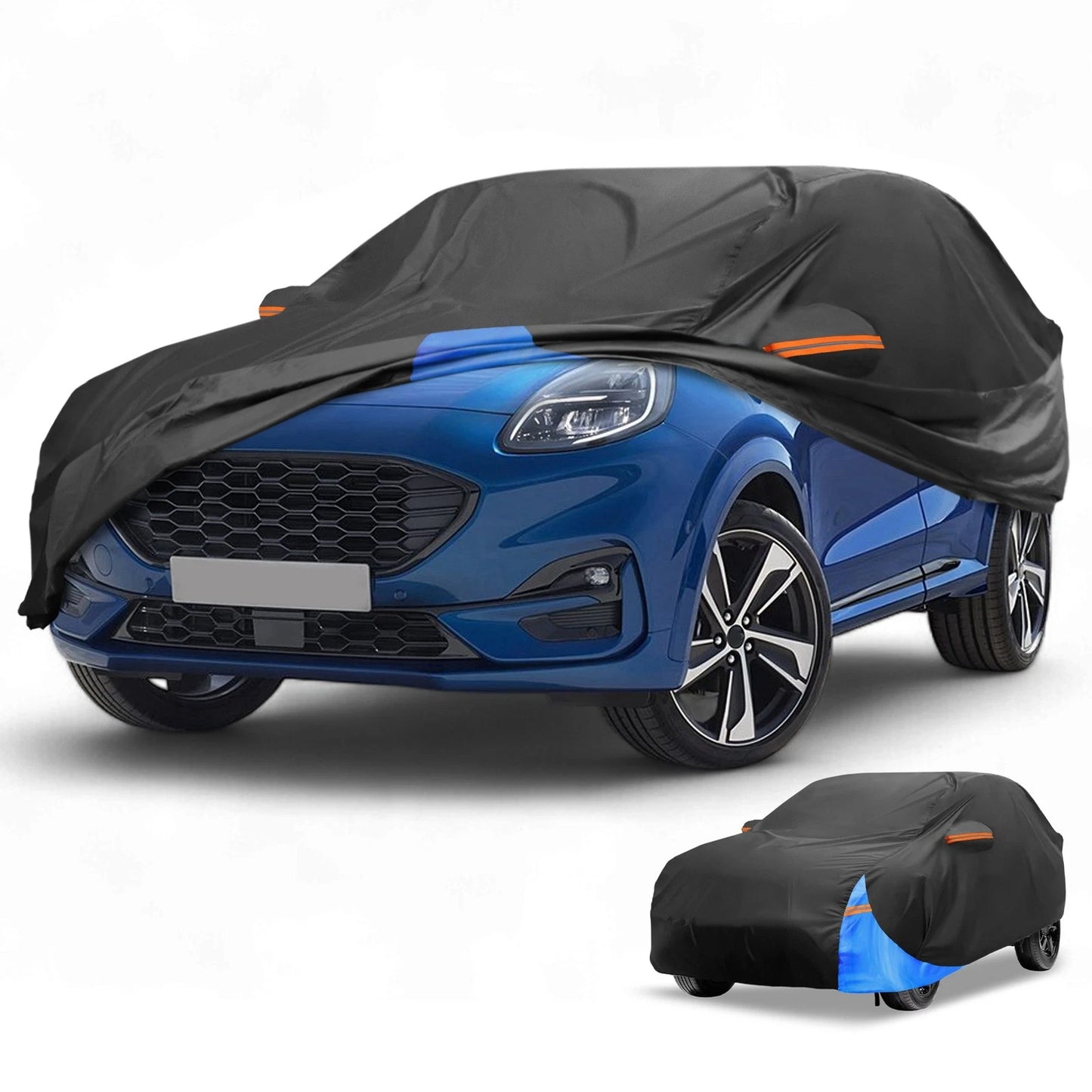 Waterproof All Weather Car Cover for Ford Puma (2019-2023) Black Blue 210D-PU
