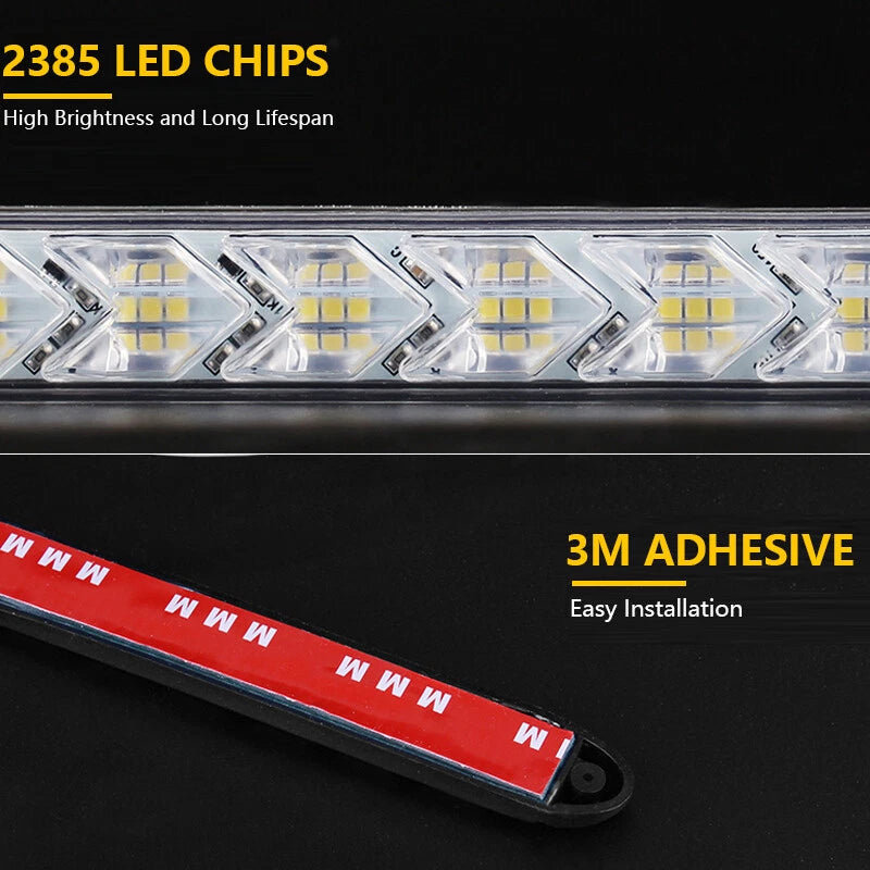 12 x LED Amber/White Switchback Flowing Strip Arrow DRL Turn Signal Light for Car