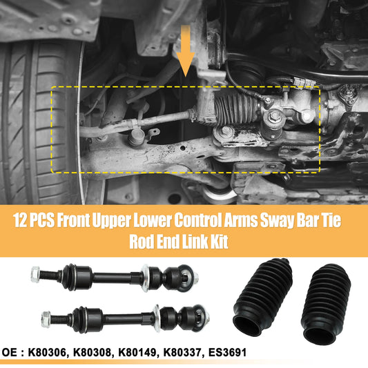 12 x Front Suspension Kit for Ford F-150 (2004-2023) - Metal Rubber Black