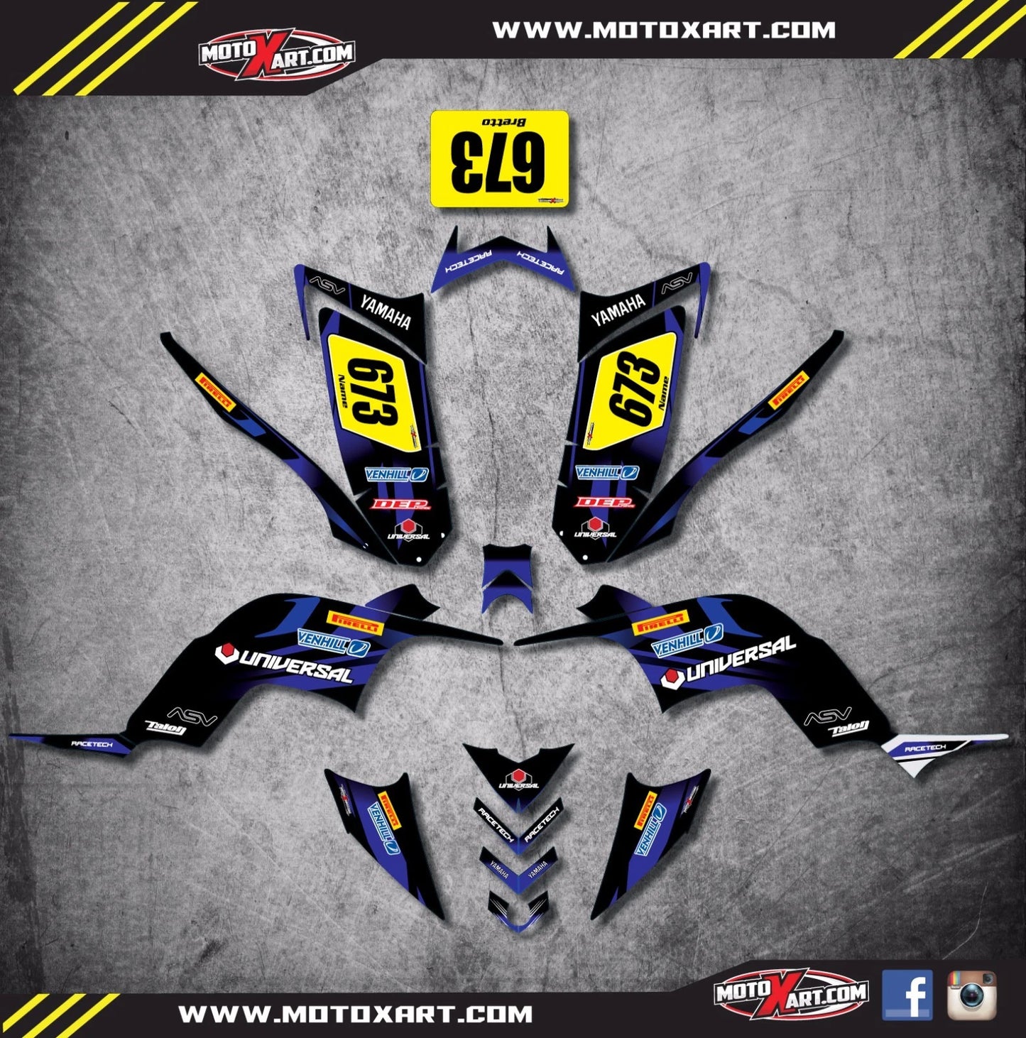 Custom Graphics Kit for Yamaha Raptor 90 ATV - Thunder Style Decals