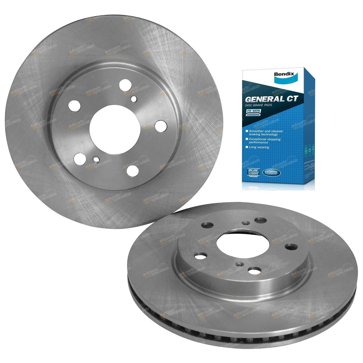 2 x Front Disc Rotors & GCT Brake Pads for Corolla ZRE152/153/182 (2007–2018)