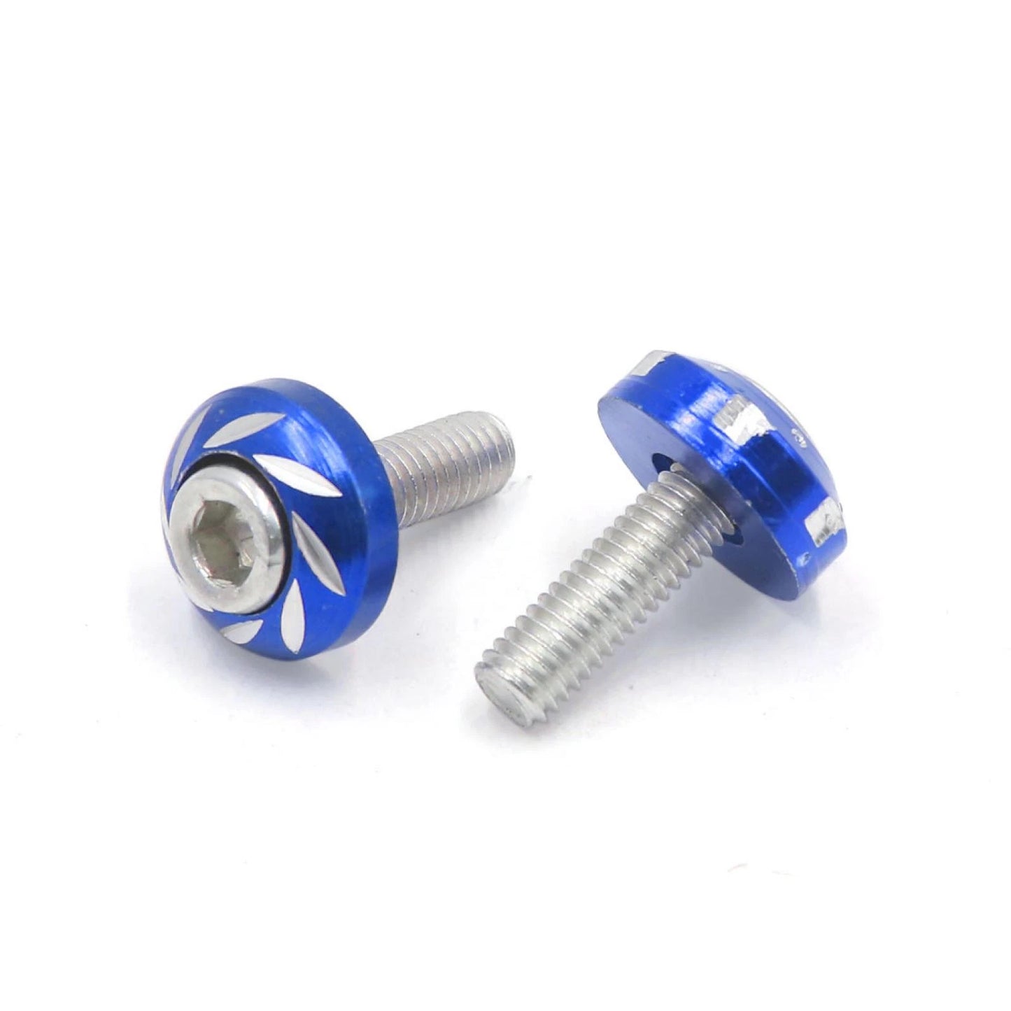 12 x Blue Carved Style Motorcycle License Plate Bolts Screws