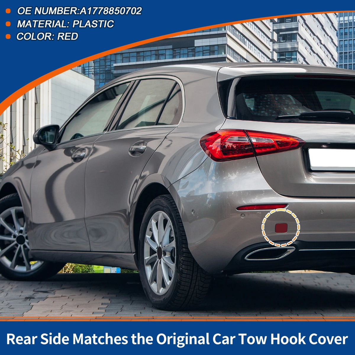 Rear Tow Hook Cover for Mercedes-Benz A W177 (2019-2023) - Red