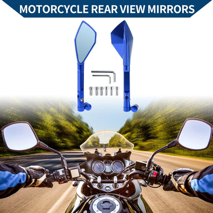 M8/M10 Rear View Mirrors Prismatic Blue Aluminum Alloy for Motorcycle