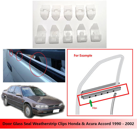 10 x Door Glass Seal Clips for Honda & Acura Accord (1990-2002)