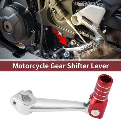 Folding Motorcycle Gear Shifter Lever for Bosuer M5 Silver Tone Red