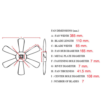 Cooling Fan Blade for Toyota Cressida Mark II Chaser GL LX70 LX71 2L 2LT 1984-1988