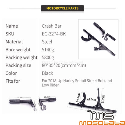 Highway Crash Bar Passenger Pegs for Harley Softail FXLR Street Bob (2018-22)
