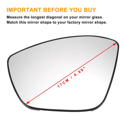 Left Side White Heated Mirror Glass for Peugeot 208, 308 (2012-2023)